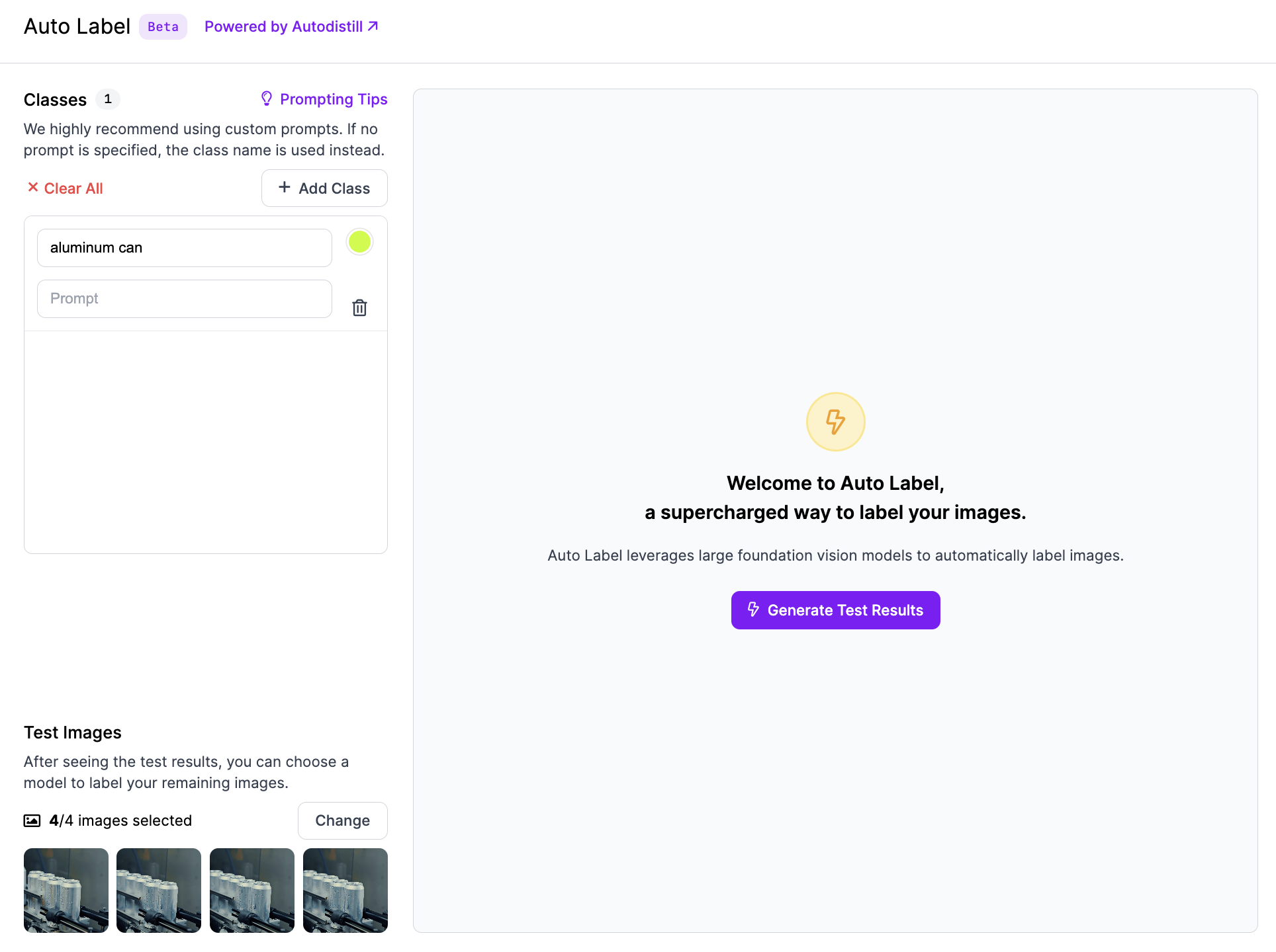 The Auto Label interface