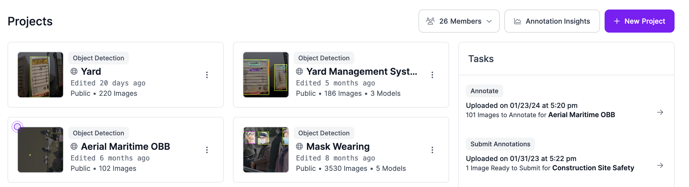 Create new project button
