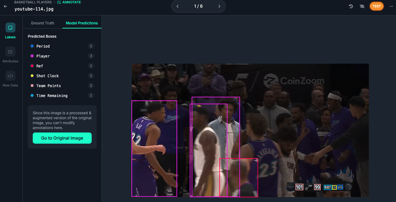Ground truth vs model predictions toggle