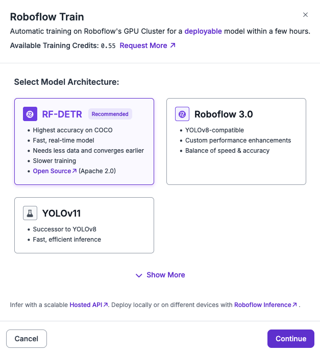 Select a model architecture