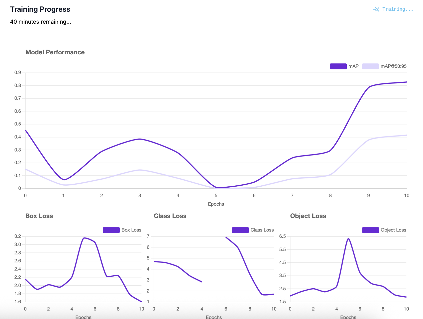 Training graphs as a model trains