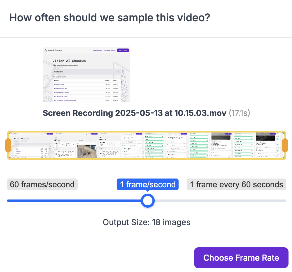 Video frame rate selection