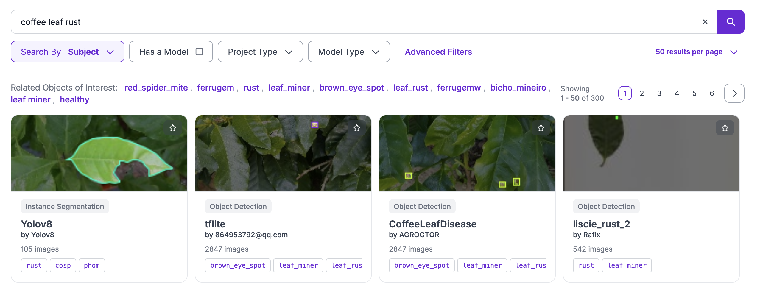 Universe search results