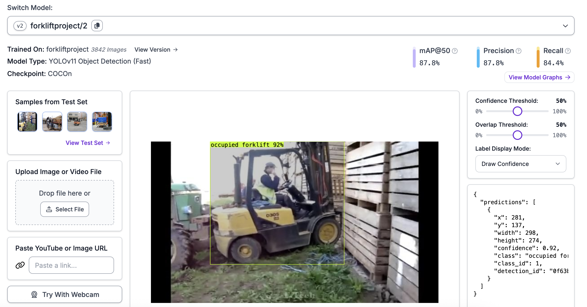 Model results on test image
