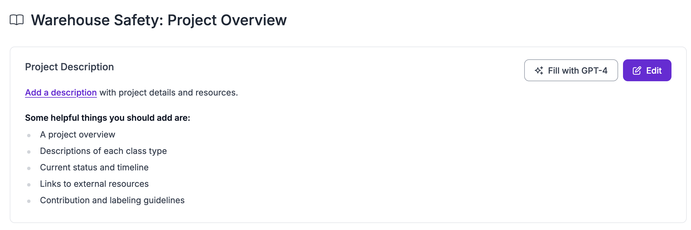 Project Overview page